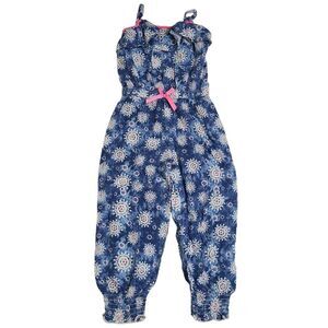 Little Lass Girls Pull On Jumpsuit Floral Print Rayon Size 4T